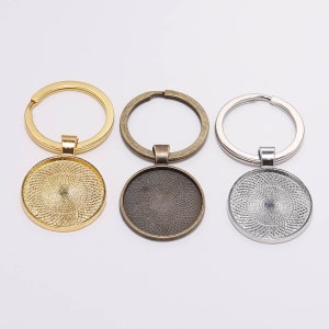5pcs/lot Keychain With Pendant Bezel Blank Fit 25mm Cameo Glass Cabochon Base Setting DIY Keychain Key ring Supplies For Jewelry zdjęcie 10