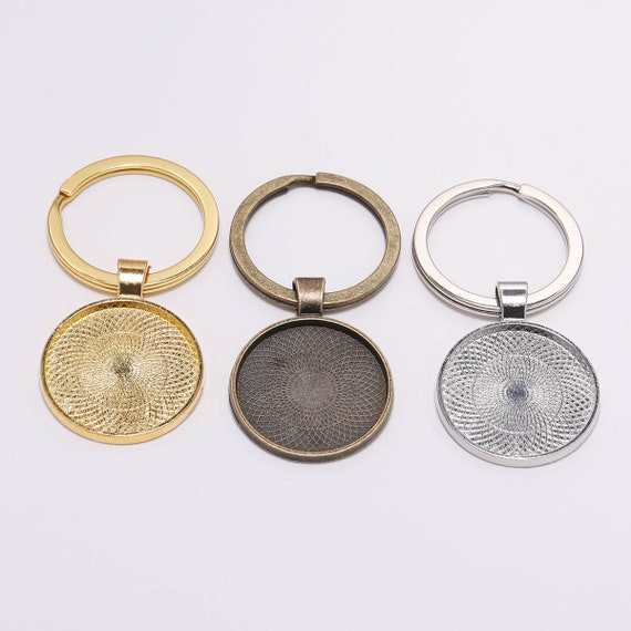 5pcs keyring Keychain With Pendant Bezel Blank Fit 25mmCameo Glass Cabochon Base 5pcs keyring Keychain With Pendant Bezel Blank Fit 25mmCameo Glass Cabochon Base
