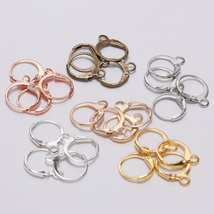 20pcs/lot 14*12mm Silver Gold Bronze French Lever Earring Hooks Wire Settings Base Hoops Earrings For DIY Jewelry Making Supplie