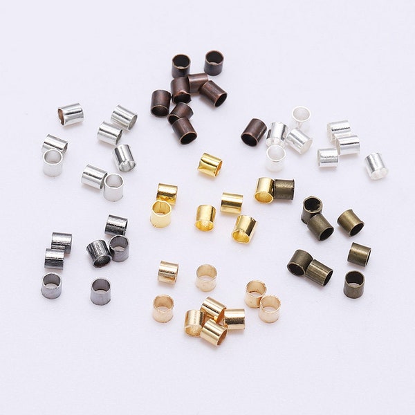 500pcs 1.5 2.0 2.5mm Gold Silver Copper Tube Crimp End Beads Stopper Spacer Beads For Jewelry Making Findings Supplies Necklace