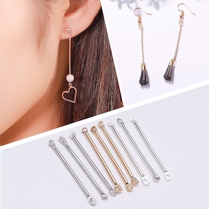 50pcs 15 20 25 35 40mm Gold Silver Double Cylinder Bar Earrings Connecting For Jewelry Making Earring Pins Findings DIY Supplies