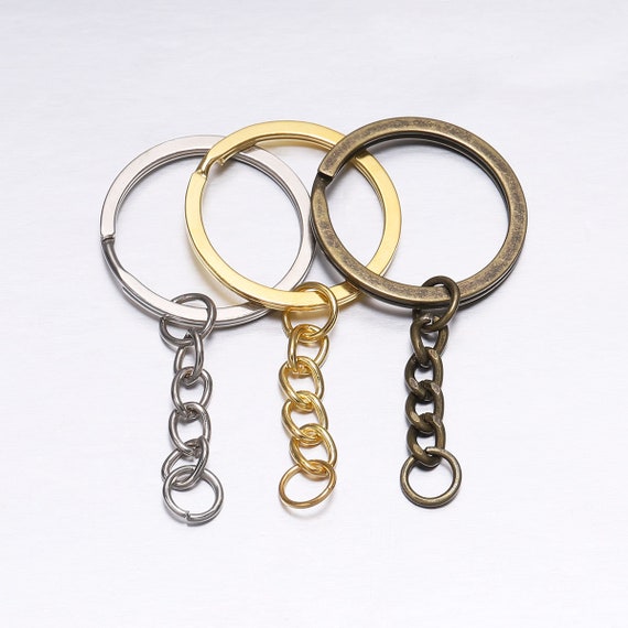 Bulk Keychain Key Ring Findings Flat Split Ring Keyring 30mm Gold Select Qty
