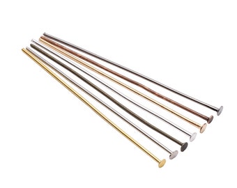 200 teile / los 20 25 30 40 50 60 70mm Flachkopfstifte Gold / Silber / Kupfer / Rhodium Headpins Für Schmuck Machen DIY Zubehör