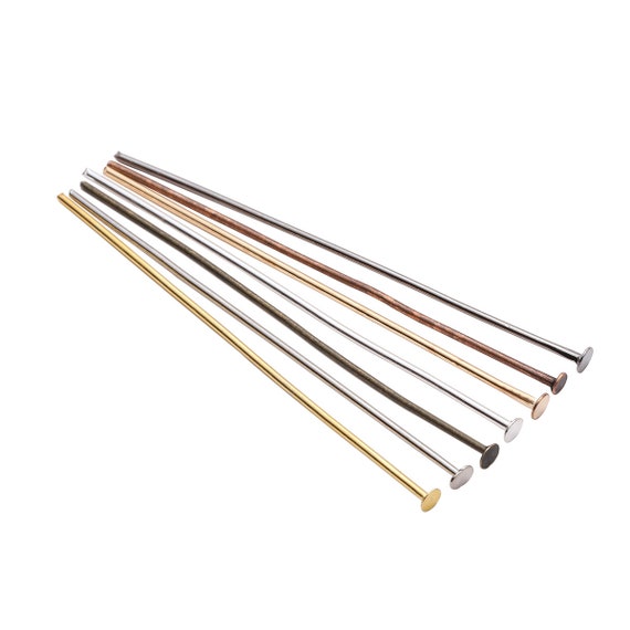 150Pcs Flat Head Pins for Jewelry Making 40mm Brass 20 Gauge Rose Gold