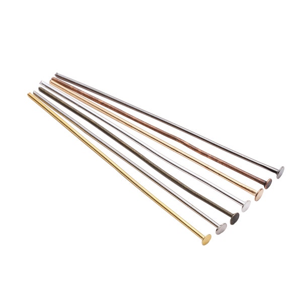 200pcs/Lot 20 25 30 40 50 60 70mm Flat Head Pins Gold/Silver/Copper/Rhodium Headpins For Jewelry Findings Making DIY Supplies