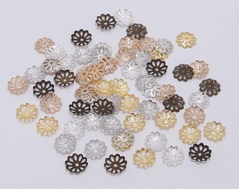 200 Pcs/Bag 7mm 9mm Flower Bead End Caps Gold Silver Bead Caps For Jewelry Making DIY Bracelet Earrings Accessories Findings