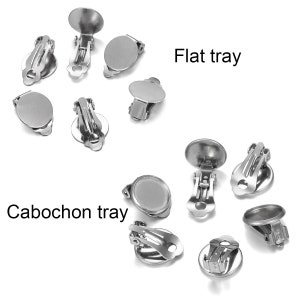 10pcs/lot Stainless Steel Clip On Earrings Setting Base Earrings Blank Pad Fit Glass Cabochon for DIY Jewelry Making Supplies