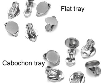 10 teile / los Edelstahl Clip On Ohrringe Einstellung Basis Ohrringe Blank Pad Fit Glas Cabochon für DIY Schmuckherstellung Zubehör