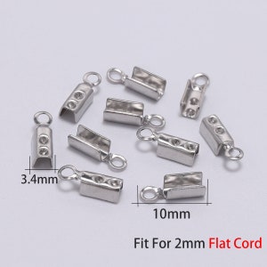 50pcs Stainless Steel Cords Crimp End Beads Caps Leather Clip Tip Fold ...