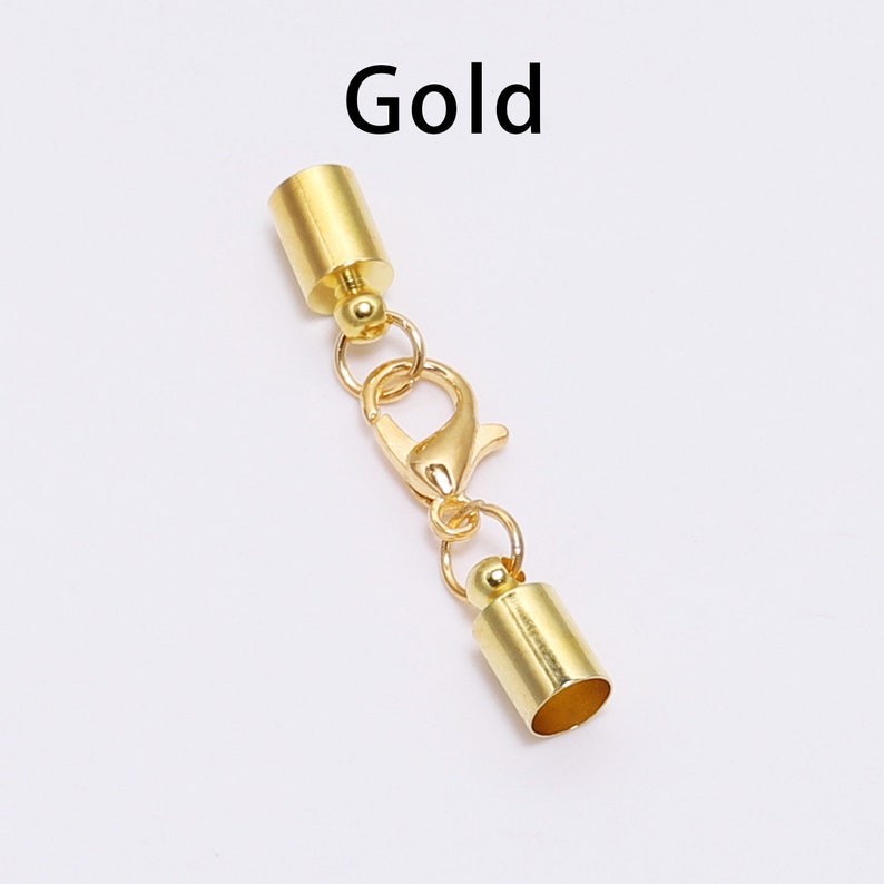 10 stks/partij 3-10mm Zilver Goud Kwastje Ronde Lederen End Tip Caps Met Kreeft Sluitingen Haken Connectors voor Sieraden Maken Benodigdheden afbeelding 5