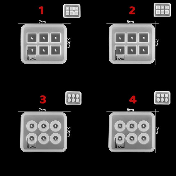 12 Pieces Resin Silicone Prismatic Mold 6 Grid Square Round