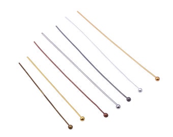 200pcs/lot 16 20 25 30 40 50mm Gold Silver Metal Ball Head Pins For Diy Jewelry Making Head pins Findings Supplies Dia 0.5mm
