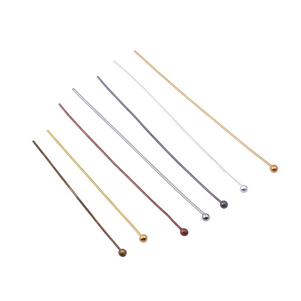 200pcs/lot 16 20 25 30 40 50mm Gold Silver Metal Ball Head Pins For Diy Jewelry Making Head pins Findings Supplies Dia 0.5mm