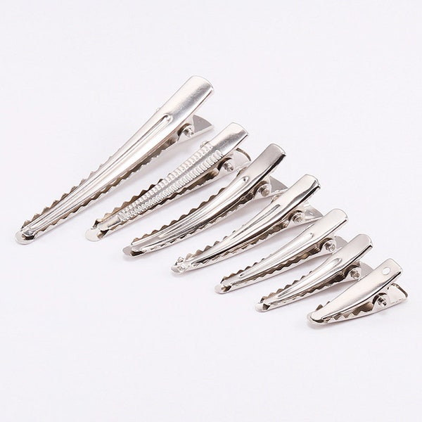 20pcs/lot 30/40/45/55/60mm Clips Single Prong Alligator Hairpin With Teeth Blank Setting For DIY Hair Clips Jewelry Making Base