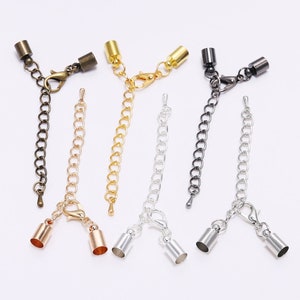 10pcs Leather Cord Lobster Clasps Hooks Crimps End Caps For DIY Making Jewelry 