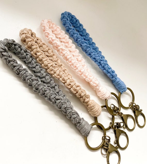 Crochet Keychain Crochet Wristlet Crochet Lanyard Etsy