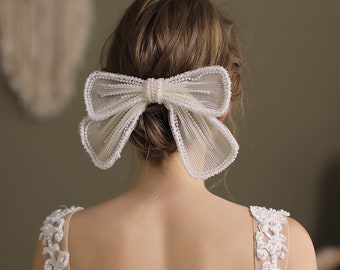 Clamp bride bow tie artificial pearls accessories wedding hairstyle bride