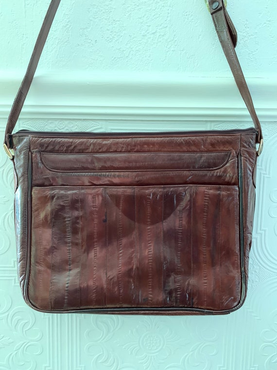 80s eel skin cognac shoulder bag