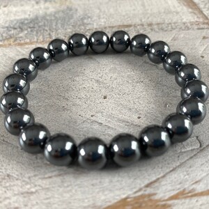 Hematite | 8mm Gemstone Beaded Bracelet | Root Chakra | Women&#39;s Bracelet | Men&#39;s Bracelet | Unisex Bracelet | Gemstone Bracelet