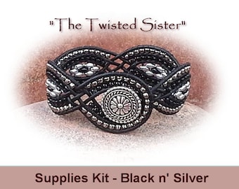Supplies Kit (Tutorial Sold Separately)-"The Twisted Sister" Bracelet Kit in Black n' Silver (BLK)