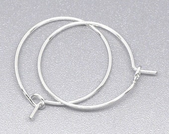 Small 20mm Silver Plated Earring Hoops or Wine Glass Charm Rings-Qty=10 hoops