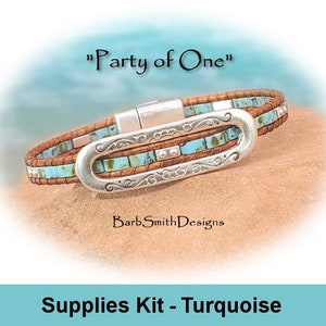 Kit de suministros (tutorial se vende por separado)-Kit de pulsera &quot;Party of One&quot;-Southwestern Frame Slider-Picasso Turquesa (PTG)