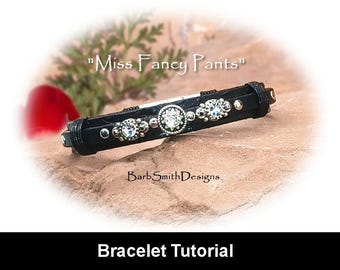 Bracelet Tutorial -"Miss Fancy Pants" Studded Crystal Leather Bracelet-Magnetic Clasp-Intermediate Skill Level-Instant PDF Digital Download