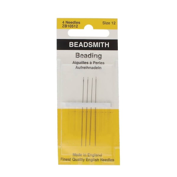 Size 12 Beadsmith Beading Needles - 1 Pack of 4 Needles