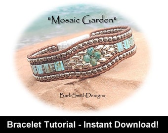 Bracelet Tutorial for the "Mosaic Garden" Bracelet-Intermediate Skill-Includes "Barb's Basics" Tutorial-Instant Digital Download