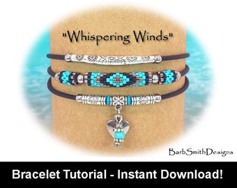 Bracelet Tutorial-"Whispering Winds" Bracelet-Easy Odd Count Peyote-Quick Start Card-Includes Basic Peyote Tutorial-Instant PDF Download