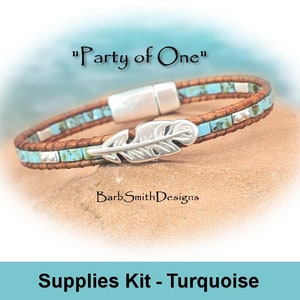 Kit de suministros (el tutorial se vende por separado) - Kit de pulsera &quot;Party of One&quot; - Deslizador de plumas - Turquesa Picasso (PTG)