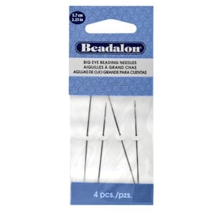 Beadalon Big Eye Beading Needles - 2.25&quot; Length Flexible Needles - 4 Needles/Pack