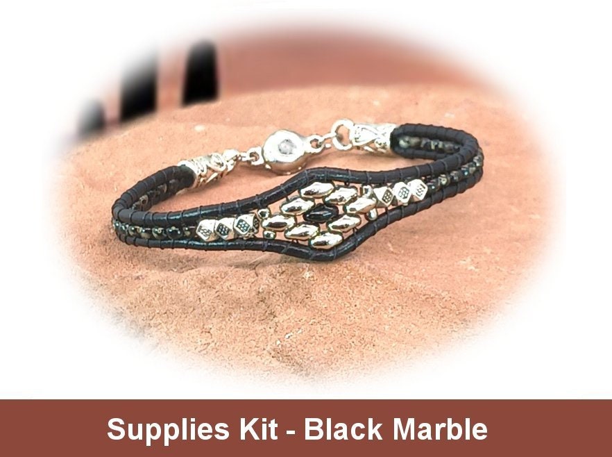 Supplies Kit tutorial Sold Separatelythe Skinny Mini Bracelet Kit Black  Marble BKM 