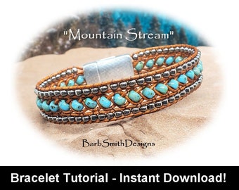 Bracelet Tutorial for the &quot;Mountain Stream&quot; Bracelet-Intermediate Skill Level-Includes Supplemental Basics Tutorial-Instant Digital Download