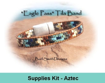 Supplies Kit (Tutorial Sold Separately)-"Eagle Pass" Tila Band Bracelet Kit-Magnetic Clasp Choice-Aztec Picasso (AZT)
