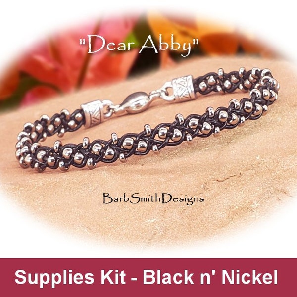 Zubehör Kit (Anleitung separat erhältlich)-"Dear Abby" Armband Kit-Nickel .5mm Leder in Schwarz n' Nickel (BLK)