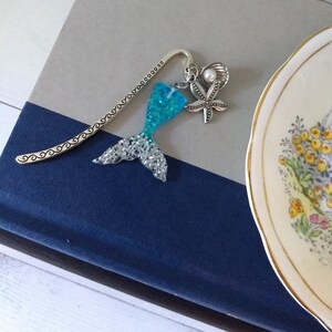 Mermaid Tail Bookmark, Mermaid charm,Fantasy,Starfish,Pendant bookmark, Pearl,Gift, Book Lover,Handmade, Charm Bookmark, Birthday, Unique