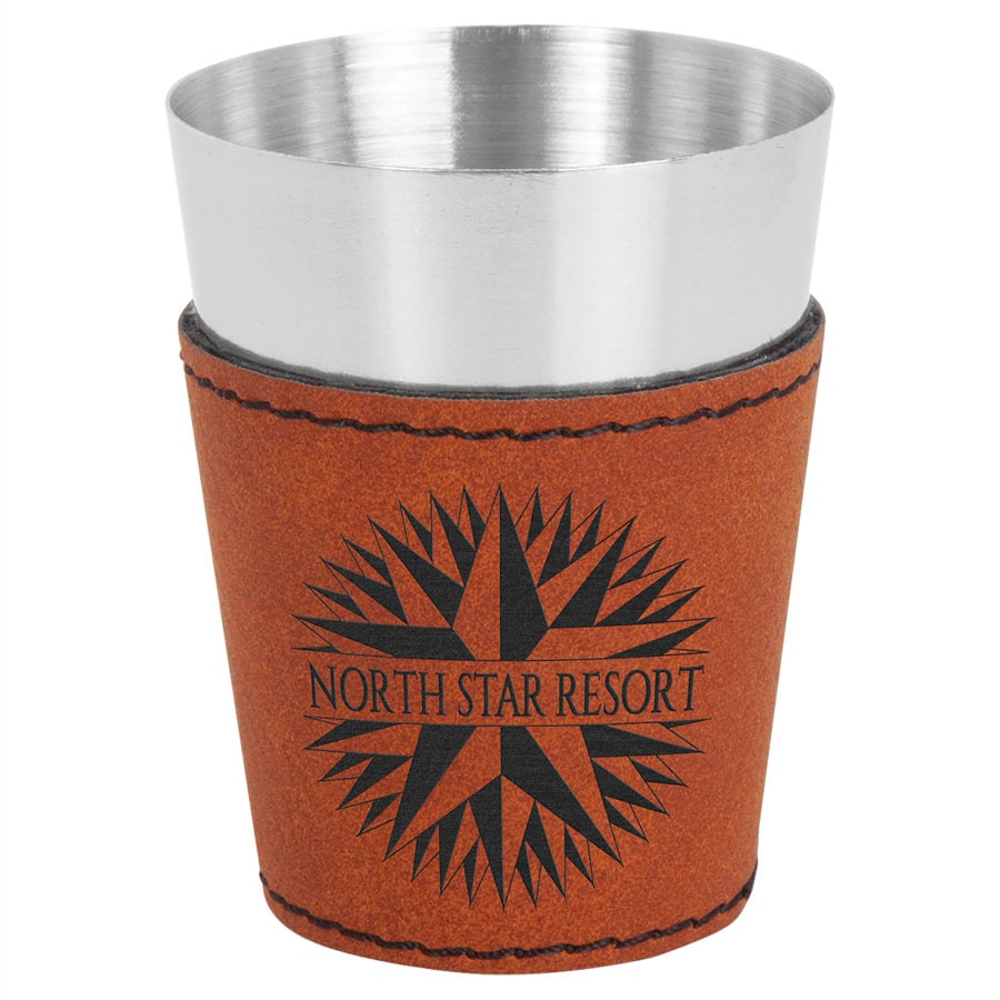 Leather/stainless Shot Glass Etsy