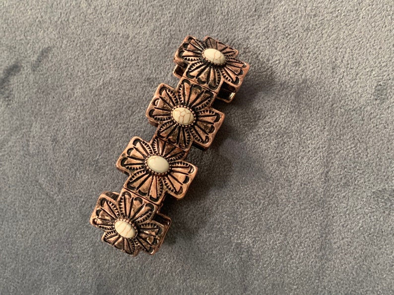 Copper tone Cross Howlite White Stone Bracelet