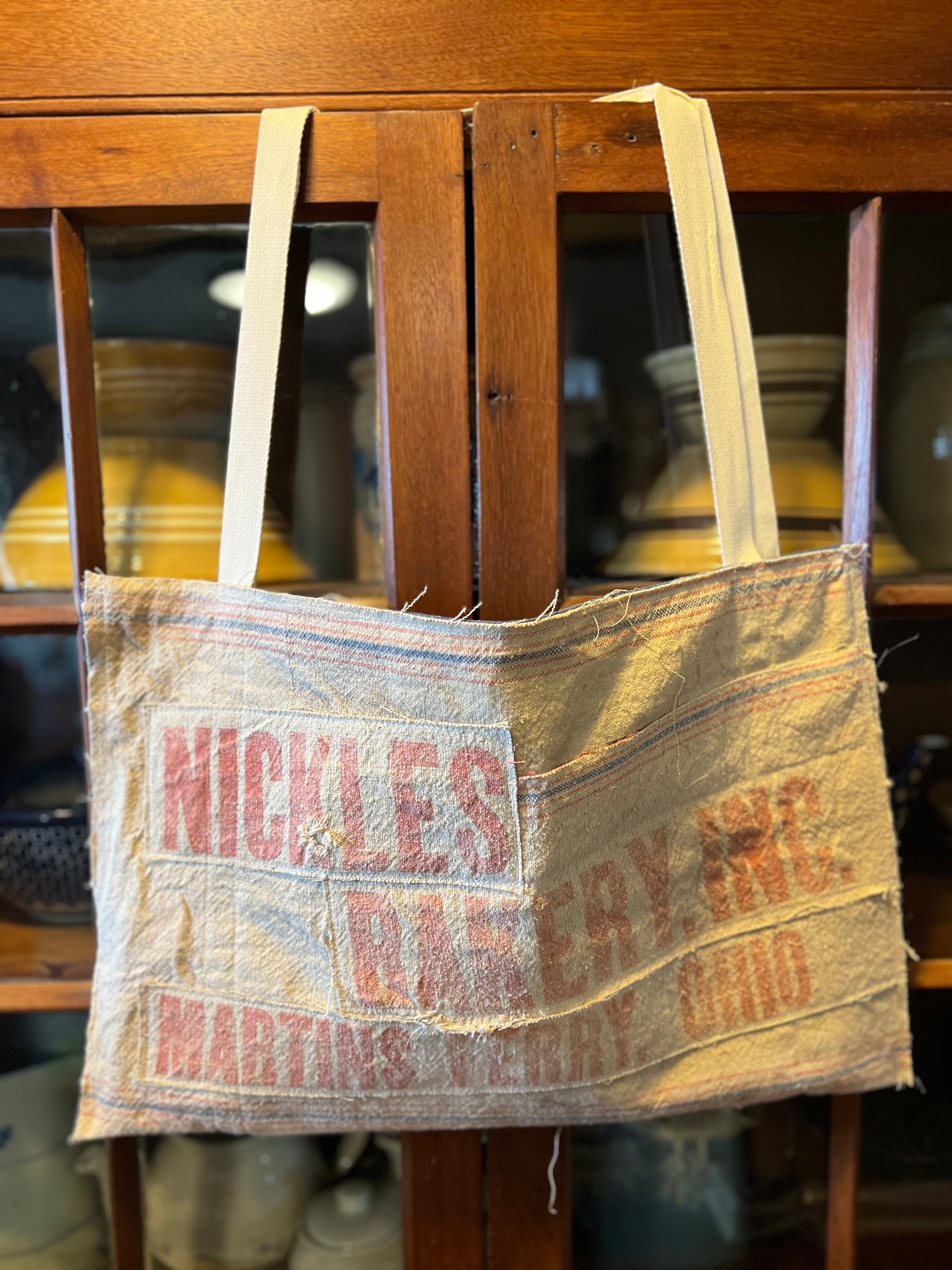 Grain Sack Nickles Bakery, Inc Martins Ferry,oh Feed Sack Tote Handmade