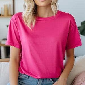 Heather Heliconia Pink Blank Shirt, Bleachable Shirt, Bleached Shirt, DIY Shirt, Sublimation Blank, DTF Blank