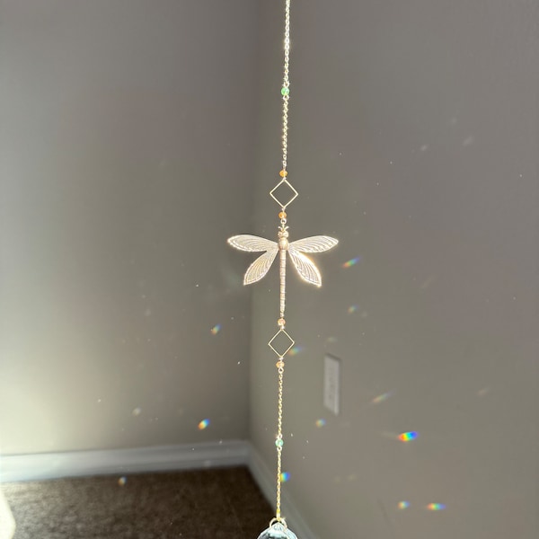 Dragonfly Crystal Sun Catcher for windows Handmade Hanging Decor for Home or Garden Suncatcher prism rainbows gift for mom housewarming