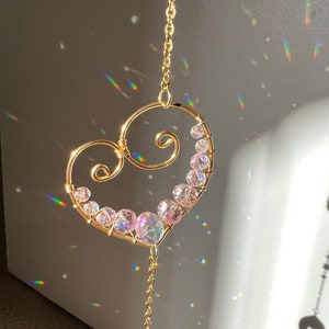 Capteur de soleil, attrape-soleil, attrape-lumière, décoration en cristal, fait main, fabricant d'arc-en-ciel, prisme, pour fenêtres, bohème, cadeau, forme de coeur, feng shui
