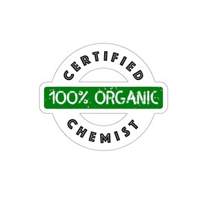 100% químico orgánico / pegatina de corte de beso inspirada en la ciencia