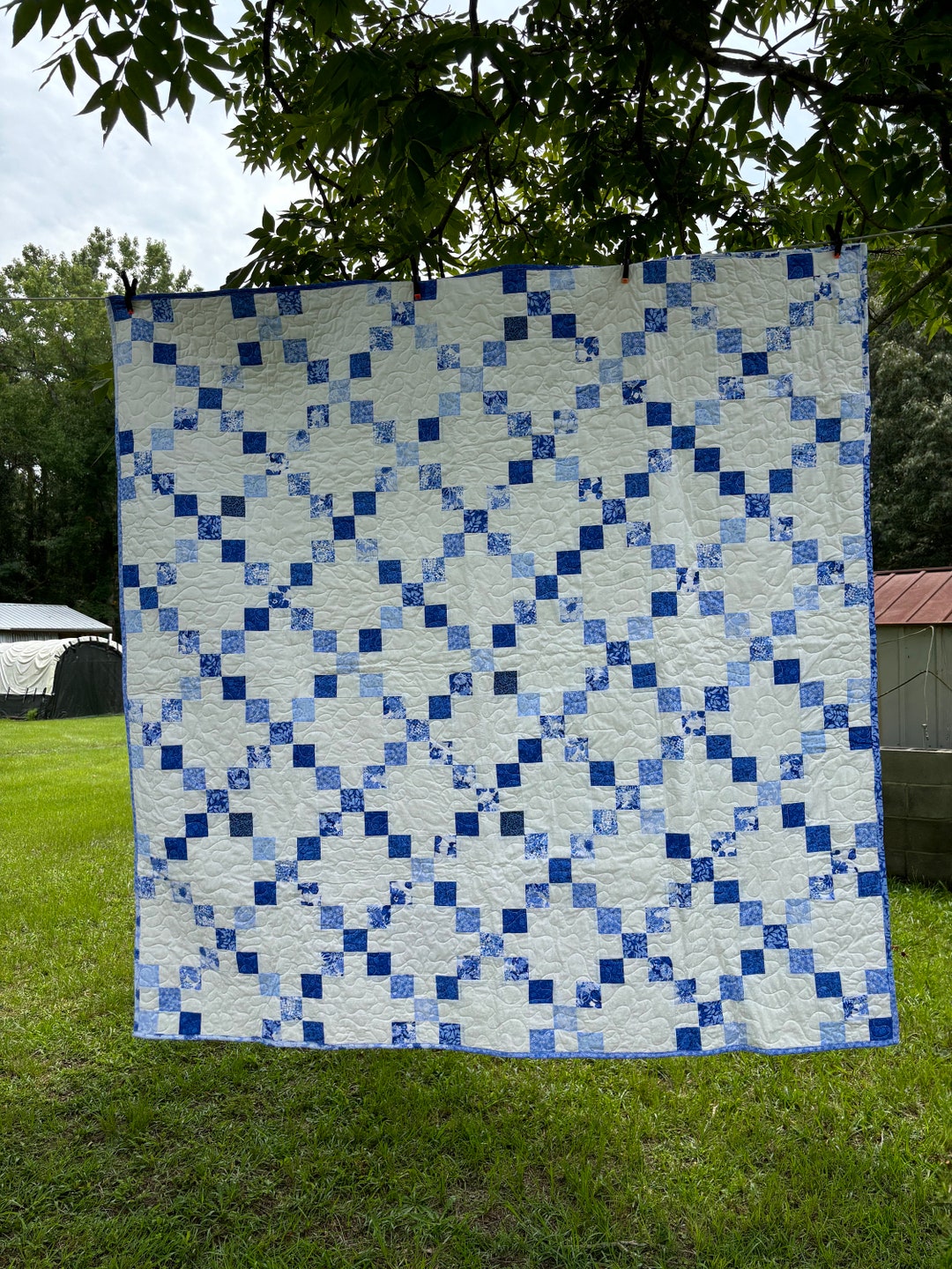 Blue and White Irish Chain Throw - Etsy