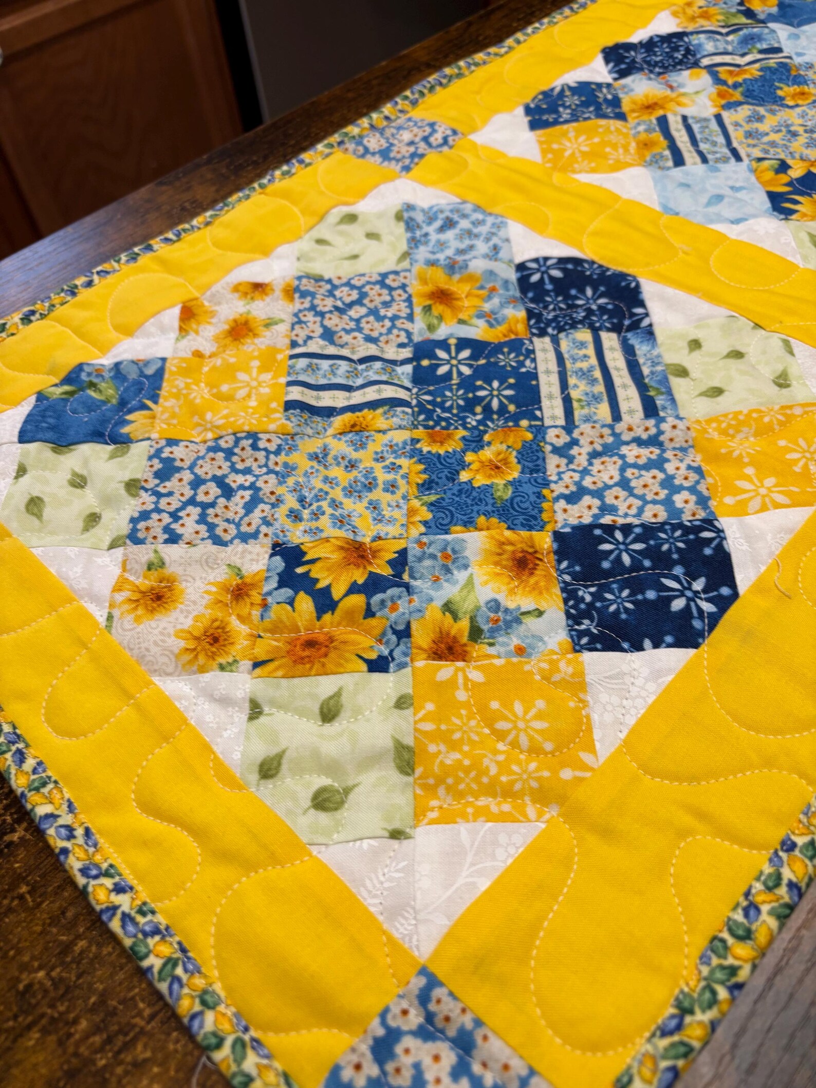 Yellow and Blue Granny Square Runner - Etsy