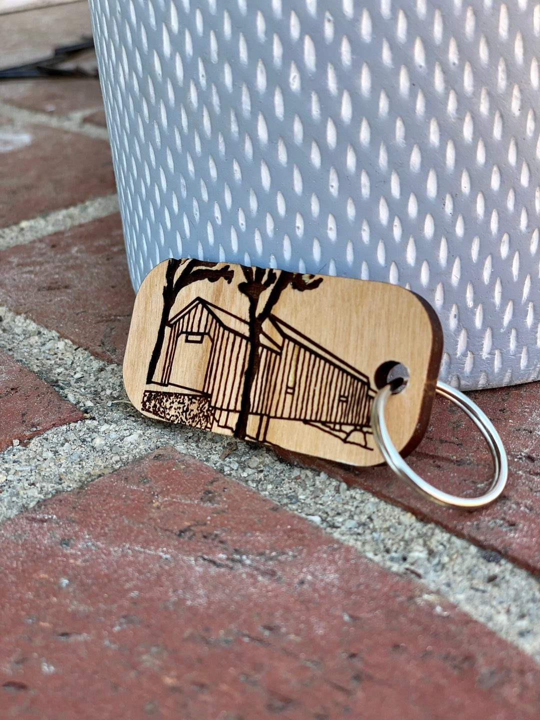Bridge Shape Key Chain Covered Bridge Wood Keychain - Etsy