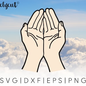 Open Cupped Handen SVG Cut File Template voor Cricut, Silhouet, Snijmachines, Open Palmen SVG, Zegenende Handen SVG, Twee Handen Clipart