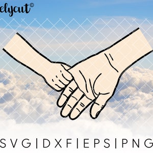 Volwassene holding kind hand SVG cut file sjabloon voor Cricut, silhouet, snijmachines, gelaagde handen svg, het vasthouden van handen clipart, hand svg