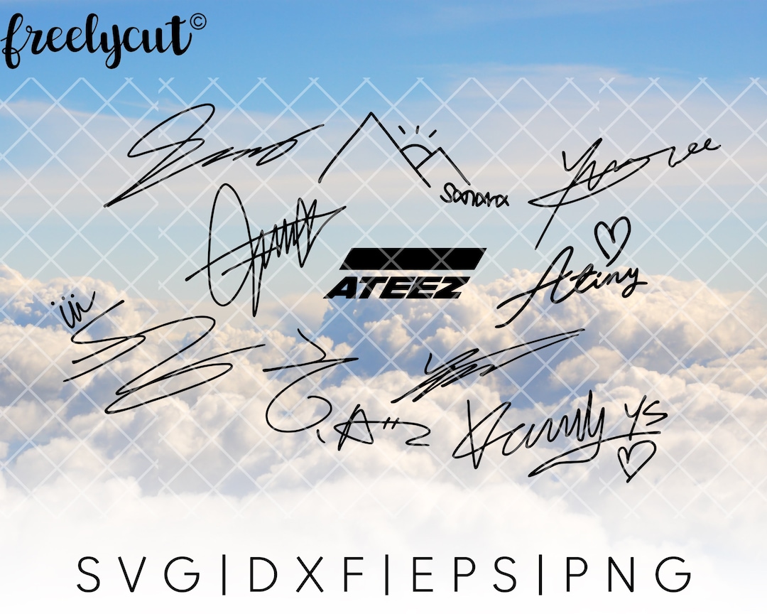 Kpop Ateez Signatures SVG Cut File Template for Cricut